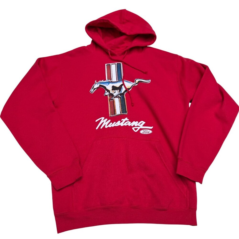 TNT Ford Mustang Vintage 90's Red Hoodie Pullover Sweatshirt Men's, Size M